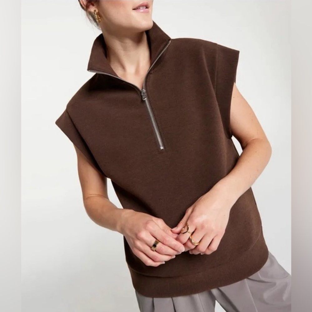CALIA NWT Ottoman Sleeveless 1/4 Zip Top